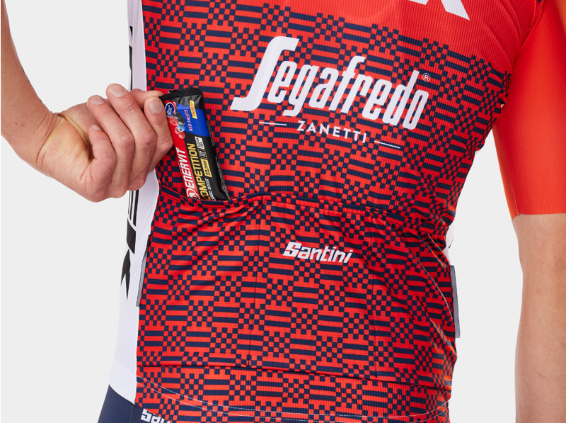 Trek Santini Segafredo Team Replica Race Short Sleeve Jersey in White/Red-2